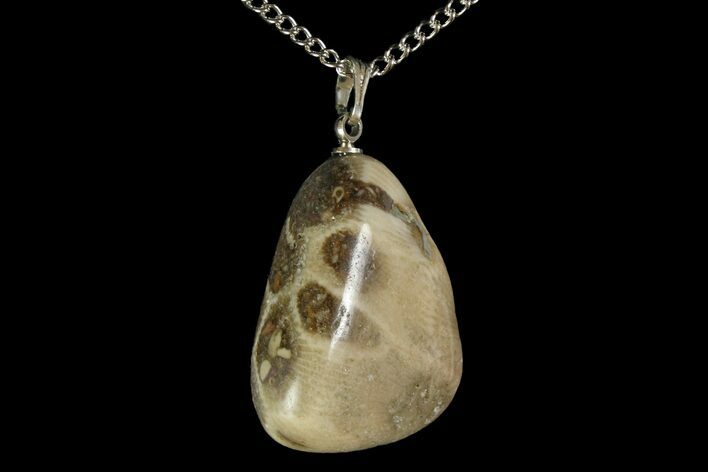 Polished Petoskey Stone (Fossil Coral) Necklace - Michigan #156175